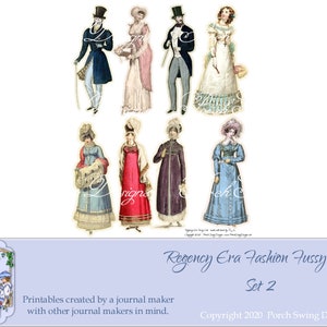 Regency Fashion Fussy Cuts 2 - Jane Austen, Regency Fashion, Journal Ephemera, Paper Dolls, Créations en papier, Techniques mixtes, Téléchargement immédiat