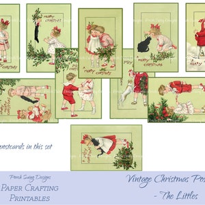 Vintage Weihnachtspostkarten - "Die Kleinen" - Urlaubspostkarten, Journal Ephemera, Weihnachtspostkarten, Kinderpostkarten, Printables