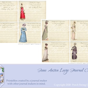 Jane Austen Large Journal Cards - Journal Ephemera Regency Era Jane Austen Download istantanei Journal Cards Kit di diario vintage Materiali stampabili