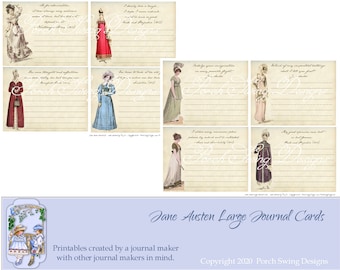 Jane Austen Large Journal Cards - Journal Ephemera Regency Era Jane Austen Instant Downloads Journal Cards Vintage Journal Kits Printables