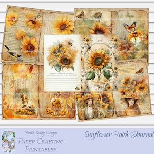 Sunflower Faith Journal - Scripture Verses, Bible Study Helps, Autumn Prayer Journal, Fall Faith Journal, Sunflowers, Prayer, Faith