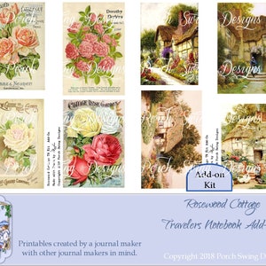 Rosewood Cottage TN Journal Kit Add-On -  Traveler&#39;s Notebook Inserts, Midori-Style TN,  Printable, Instant Download, Paper Crafting Supply