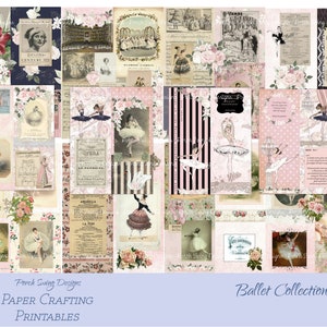 Ballet Collection 2 - Vintage Dance, Ballet, Ballerina, Tall Slim Journal, Modern Dance, Ballet Collage, Instant Download, Paper Crafting