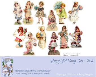 Vintage Girl Fussy Cuts: Journal Ephemera - Set 2 (Digitaler Download)