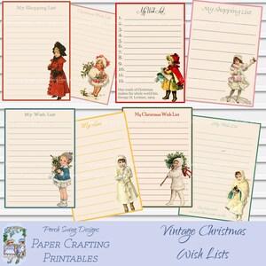 Vintage kerstverlanglijstjes - boodschappenlijstje, verlanglijstje, winterverlanglijstjes, kerstverlanglijstje, dagboekkaarten, Instant Download, Printables