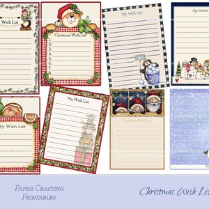 Weihnachtswunschlisten Set 1 - Einkaufslisten, Wunschlisten, Weihnachtswunschlisten, Journalkarten, Sofortdownloads, Papierbasteln, Ausdrucke