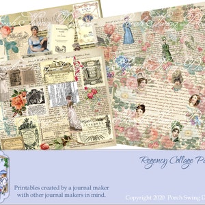 Regency Collage Papers - Vintage Tear Sheets Jane Austen Printables Digital Papers Card Making Mixed Media Journals Instant Download Digikit