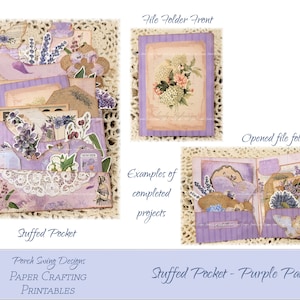 Purple Stuffed Pocket: Vintage Ephemera, Tags, Cards (Digital Download)