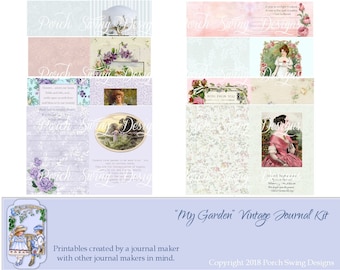 Vintage Garden Journal Kit: Printable Ephemera, Scrapbooking (Digital Download)