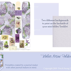 Violets Mini Folder: Utskrivbar Journal Ephemera (Digital Nedladdning)