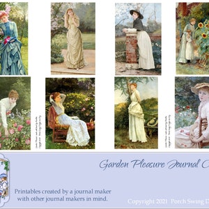 Garden Pleasure - Journal Karten, Vintage Gartenkarten, Gartenarbeit, Frauen im Garten, Printables, Instant Downloads, Papierbastelbedarf