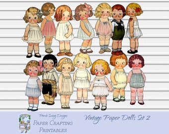 Vintage Dolly Dingle Paper Doll Set: Scrapbooking Fussy Cuts (Digital Download)