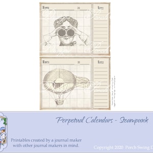 Steampunk-Style Calendars - Journal Ephemera, Vintage Calendars, Ephemera, Steampunk, Porch Swing Designs, Paper Crafting Supplies