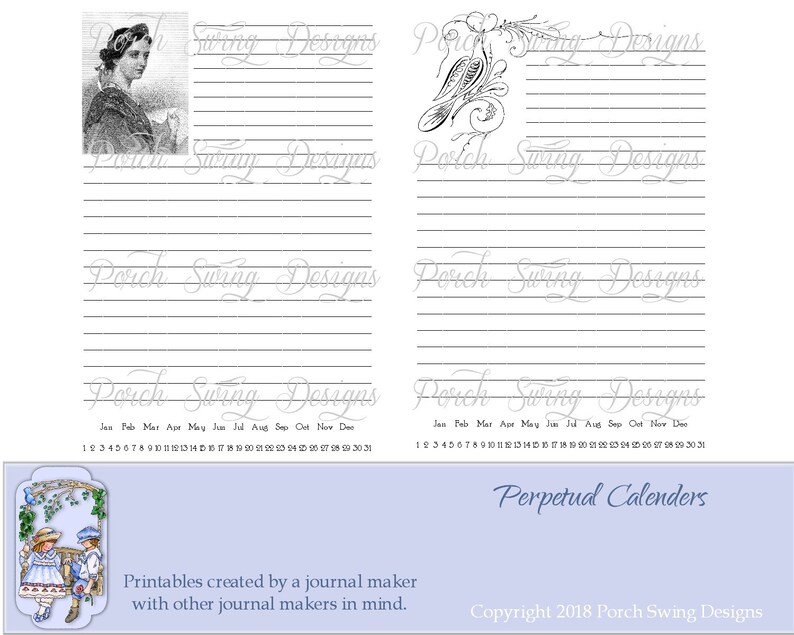 Vintage Perpetual Calendar - Journal Ephemera, Printable Calendars ...
