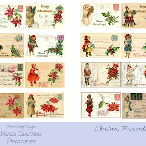 Postales de Navidad No. 2 - Ephemera de diario, Postales navideñas, Ephemera de Navidad, Imprimibles, Descargas instantáneas, Suministros de elaboración de papel