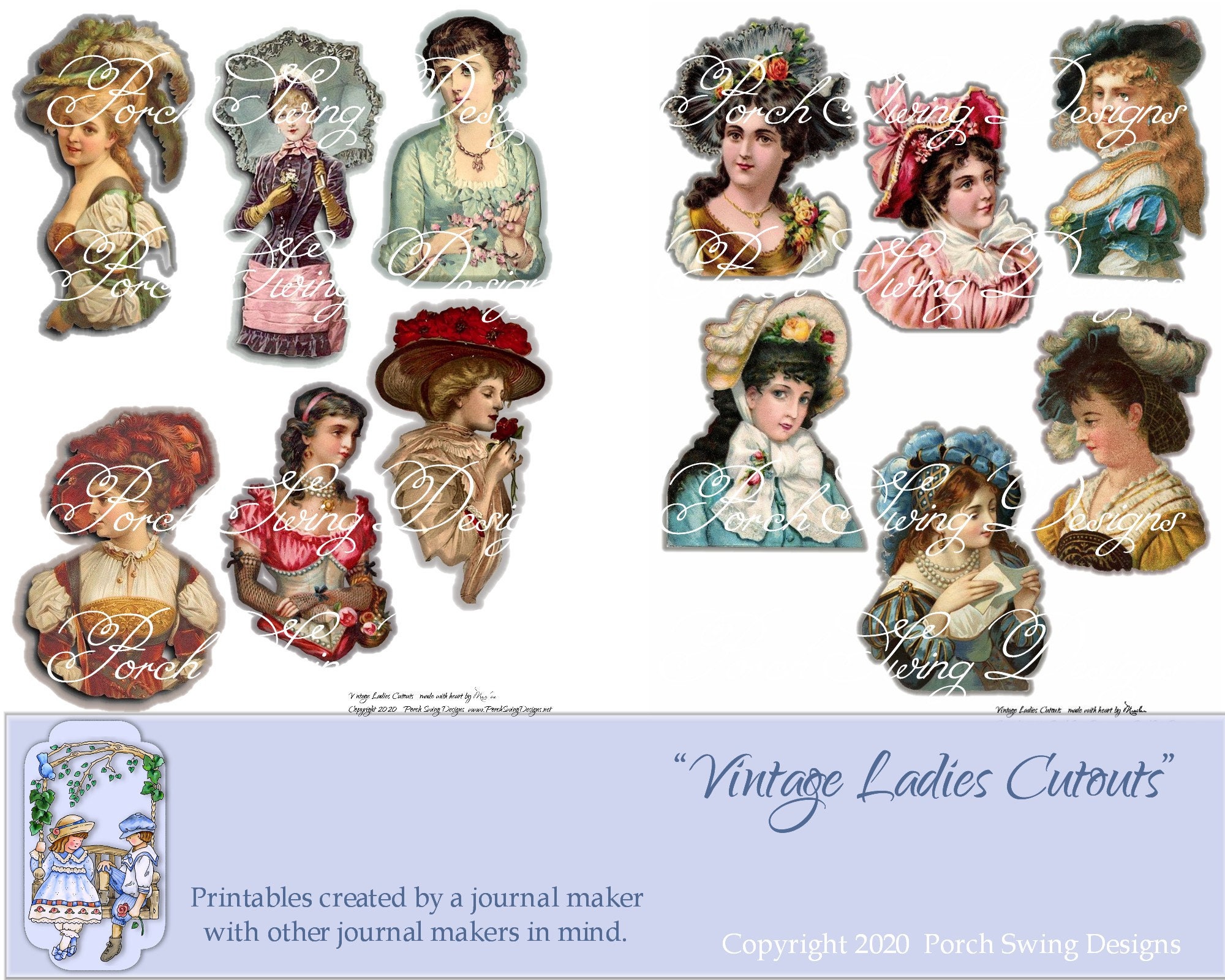 Vintage Ladies Fussy Cuts Printable Vintage Women Journal - Etsy