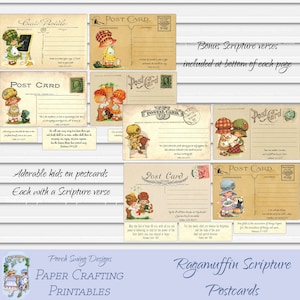 Ragamuffin Schrift Ansichtkaarten - Gescheurde Vintage Kinderen Schriftverzen Bijbelstudie Helpt Printables Journal Cards Ephemera Journal Kits