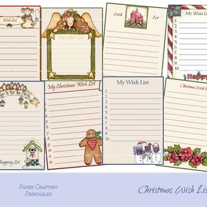 Kerst verlanglijstjes Set 2 - boodschappenlijstjes, verlanglijstjes, kerstwensenlijstjes, dagboekkaarten, instant downloads, papier knutselen, printables