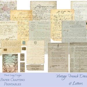 Documentos y cartas franceses antiguos: correspondencia francesa, efímeras de revistas, documentos franceses, cartas antiguas, descargas instantáneas