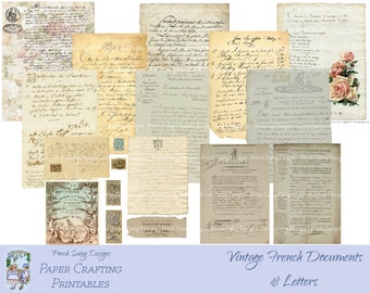 Éphémères français vintage : lettres et documents anciens (téléchargement numérique)