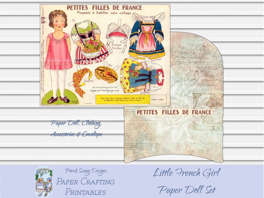 Little French Girl - Vintage Paper Doll, French Paper Doll, Paper ...