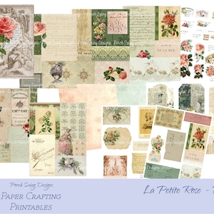 Floral Journal Kit: French Vintage Ephemera, Rose Theme (Digital Download)