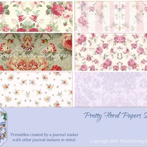 Pretty Floral Papers Set 2 - Floral Pages, Vellum Prints, Journal Papers, Printable, Instant Download, Paper Crafting Supplies, Scrapbooking