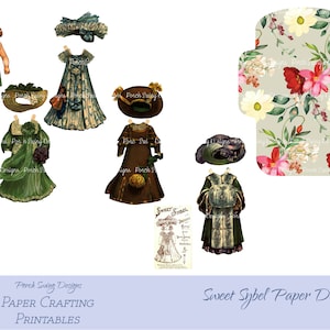 Sweet Sybel Paper Doll Set - Vintage Paper Dolls, Vintage Dolls, Journal Ephemera, Printable Paper Dolls, Little Girl Paper Dolls, Dolls