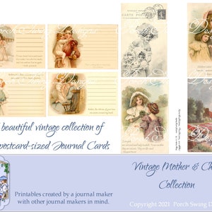 Vintage Mutter & Kind Kollektion - Mütter, Kinder, Ephemera, Journal Karten, Sofortiger Download, Ausdrucke, Papier Bastelbedarf, Verschrottung