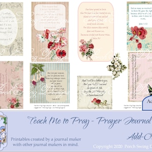 Prayer Journal Add On Kit: Scripture Verses, Floral Embellishments (Digital Download)