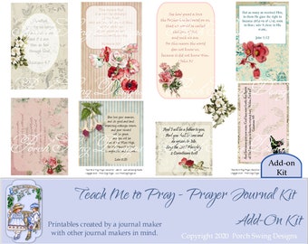 Prayer Journal Add On Kit: Scripture Verses, Floral Embellishments (Digital Download)