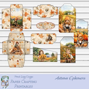 Autumn Ephemera Kit: Printable Journal Cards & Envelopes (Digital Download)