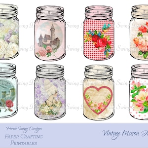 Étiquettes vintage Mason Jar Journal : Floral Castle Ephemera (téléchargement numérique)