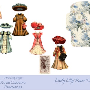 Lovely Lilly Paper Doll Set - Vintage Paper Dolls, Vintage Dolls, Journal Ephemera, Printable Paper Dolls, Little Girl Paper Dolls, Dolls