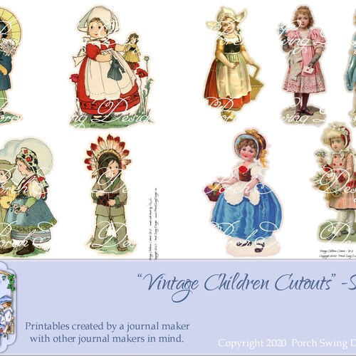 Retro Children Fussy Cuts Printables Children Vintage Paper - Etsy
