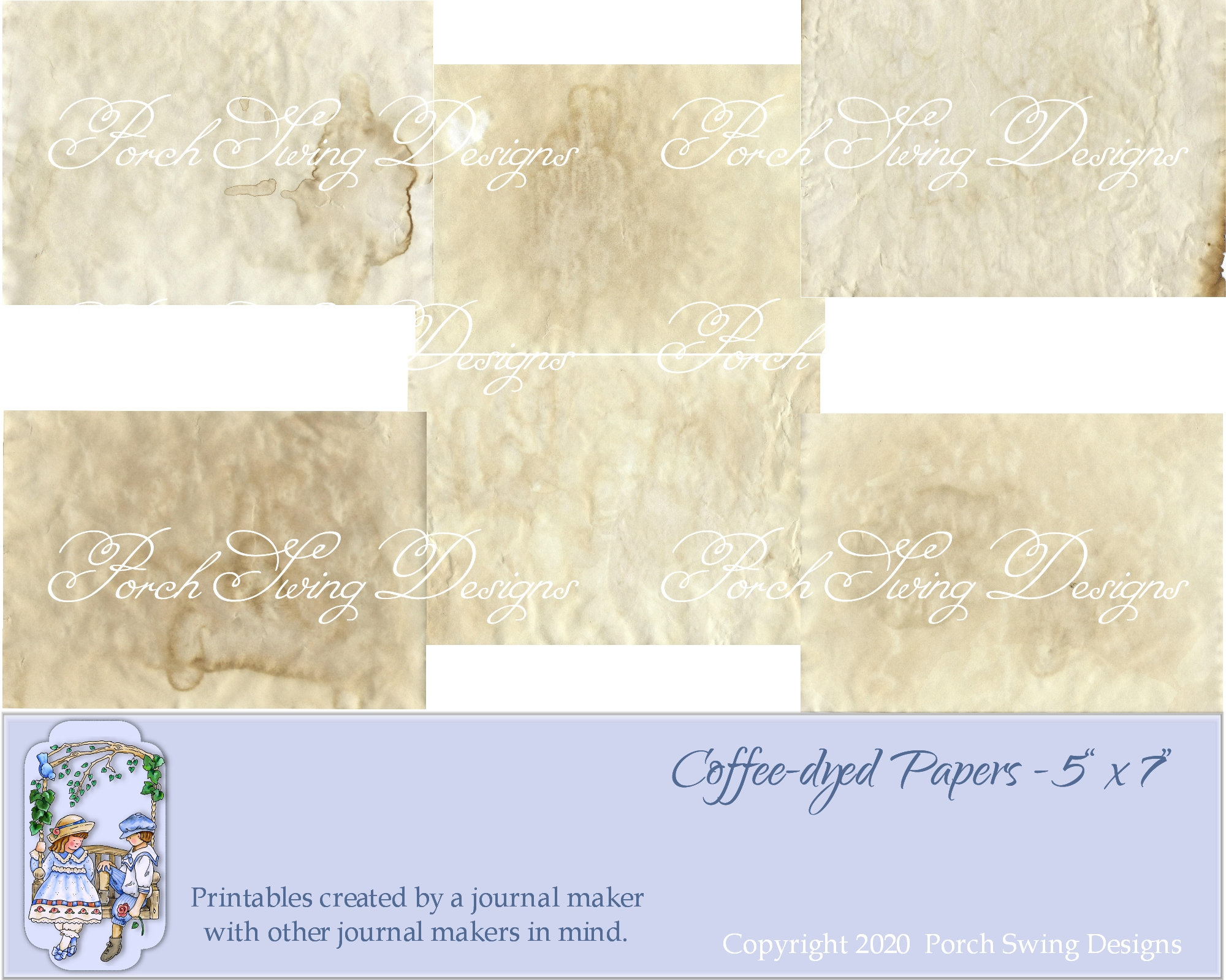 Printable Coffee-dyed Papers Digital Journal Pages Ephemera - Etsy ...