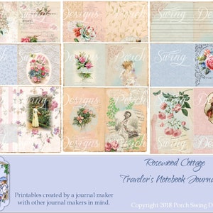 Rosewood Cottage TN Journal Kit - Printable Traveler&#39;s Notebook 4.25&quot;x 8.25&quot;, TN Inserts, Midori, Paper Crafting Supplies, Instant Download