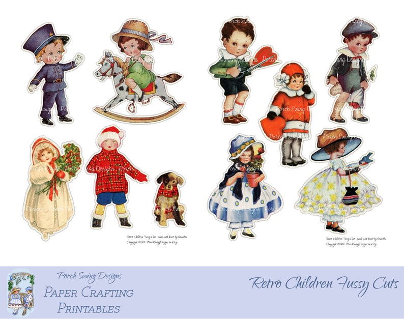 Retro Children Fussy Cuts Printables Children Vintage Paper - Etsy