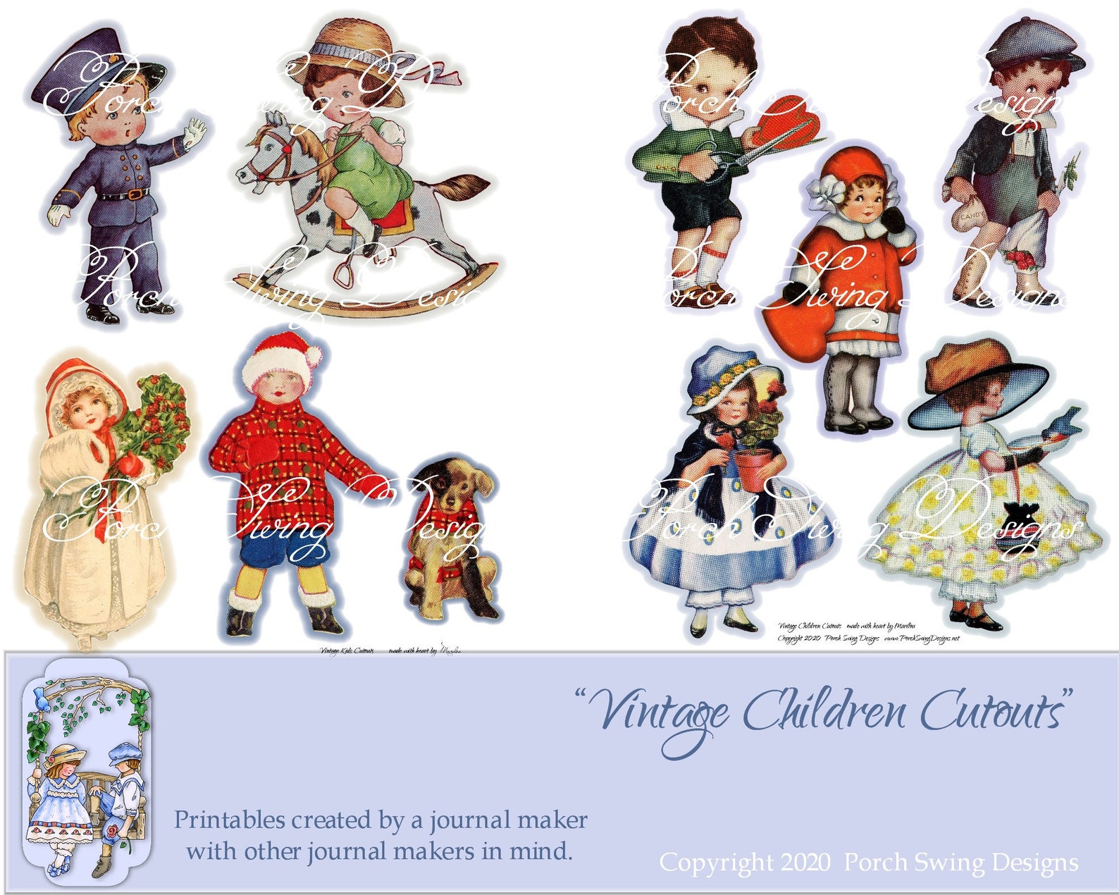 Retro Children Fussy Cuts Printables Children Vintage Paper | Etsy