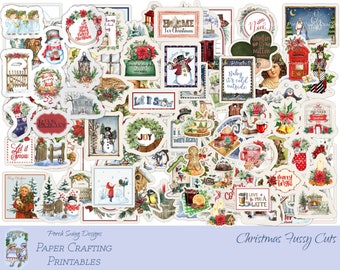 Christmas Fussy Cuts: Vintage Winter Stickers (Digital Download)
