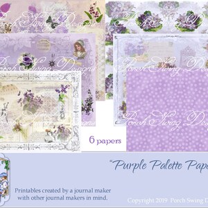 Purple Palette Papers - Vintage Collage Papers, Tear Sheets, Paper Crafting, Scrapbooking, Digital Papers, Cardmaking, Mixed Media, Purple