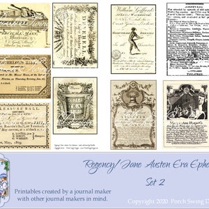 Regency Jane Austen Ära Ephemera Set 2 - Vintage Werbung Journal Karten Papier Basteln Scrapbooking Sofortiger Download Printables