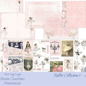 Vintage Ballet Journal Kit Add-on: Tanz Ephemera, rosa Rosen (digitaler Download)
