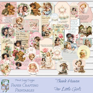 Vintage Girl Journal Kit: Baby Ephemera, Paper Crafting (Digital Download)