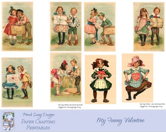 My Funny Valentine Cards - Journal Cards, Valentine Cards, Vintage Valentines, Printables, Instant Downloads, Paper Crafting Supplies, Cards