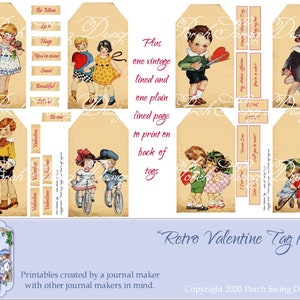 Retro Valentine Tag Kit: Printable Journal Ephemera (Digital Download)