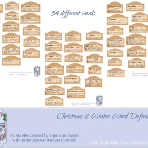 Définitions de mots de Noël et d'hiver 1 - Étiquettes, dictionnaire, tags, vintage, inspiration, phrases, imprimables, journaux indésirables, sentiments
