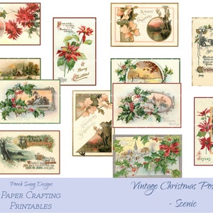 Postales navideñas vintage - Escénicas - Postales navideñas, Efímeras de diario, Postales navideñas, Postales vintage auténticas, Elaboración de papel