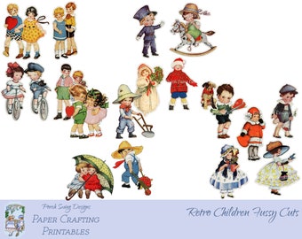 Recortes infantiles vintage: Imprimibles de manualidades de papel retro (descarga digital)