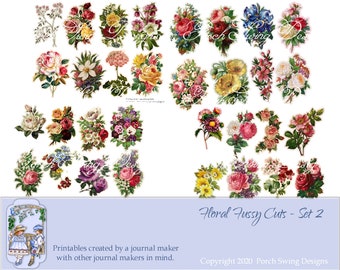 Floral Fussy Cuts Set 2: Journal Ephemera Stickers (Digital Download)